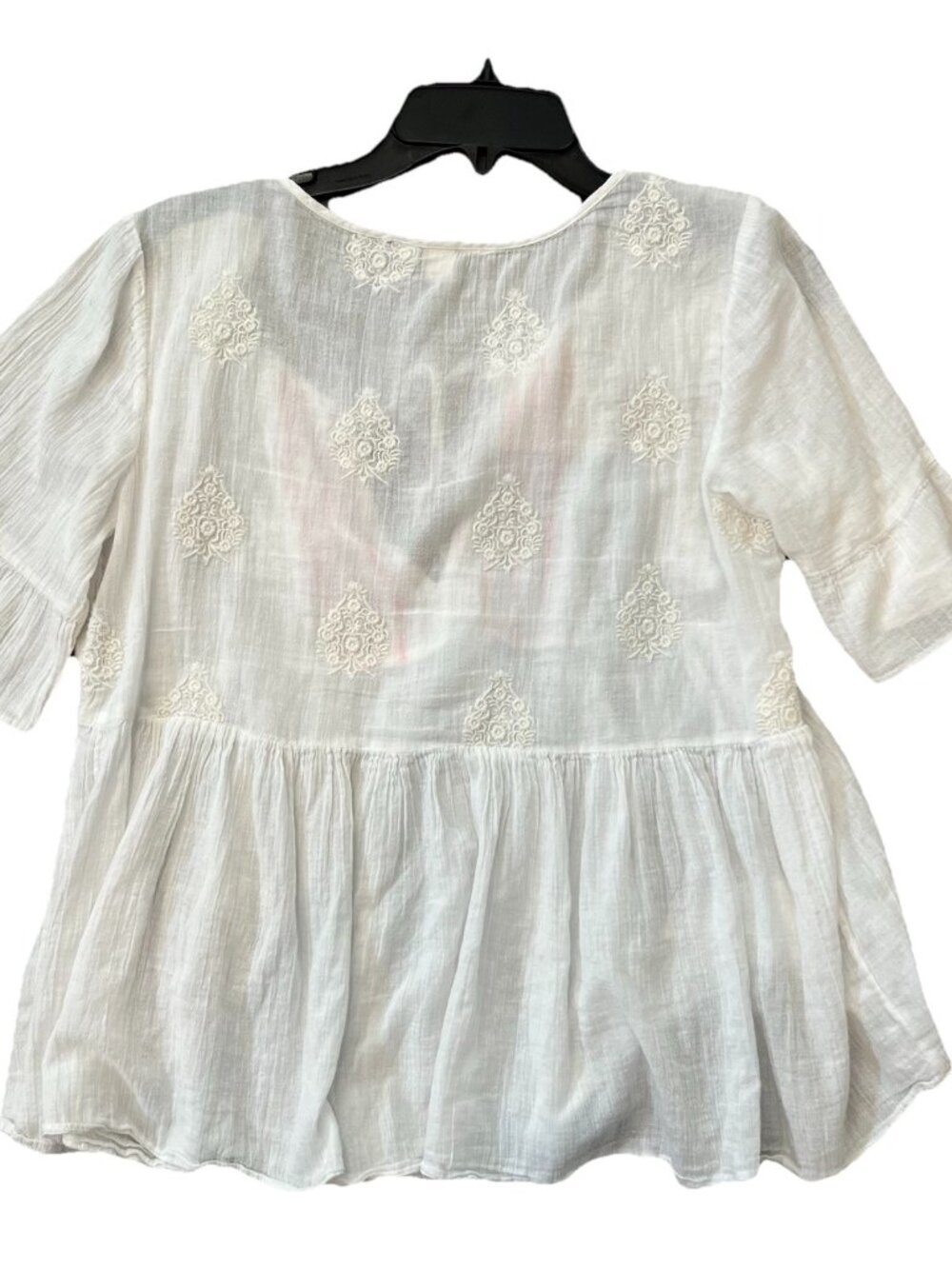 Anthropologie Women’s Eloise Top Size Medium White Pink Boho Babydoll Feminine - Picture 3 of 7
